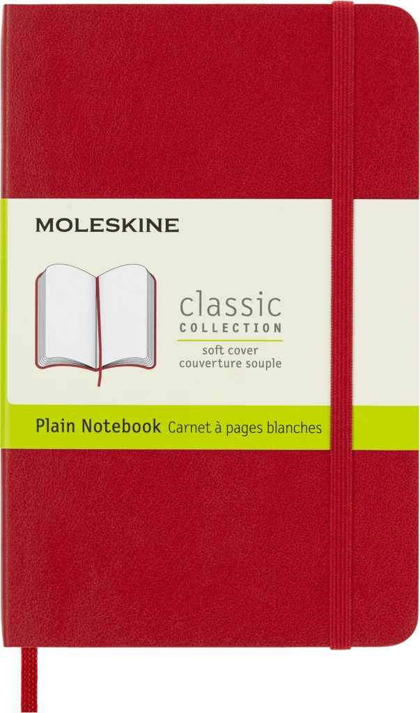 Libreta clásica de Bolsillo, Rojo escarlata, Lisa, Pasta suave