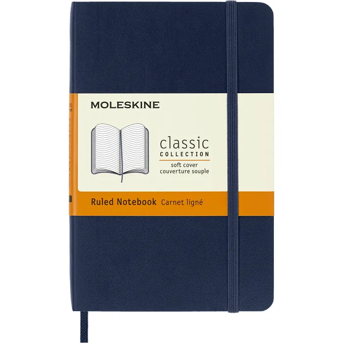 Libreta Clásica De Bolsillo Azul Zafiro Hoja Rayada Pasta Suave