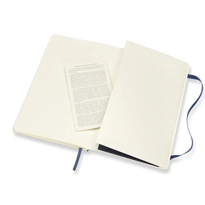 Libreta clásica grande azul zafiro hoja rayada pasta suave — Interior 2