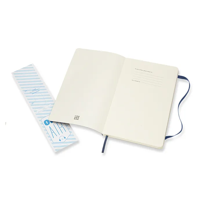 Libreta clásica grande azul zafiro hoja rayada pasta suave — Interior 3