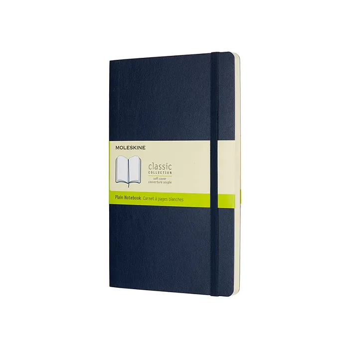 Libreta Clásica Grande Azul Zafiro Hoja Blanca Pasta Suave