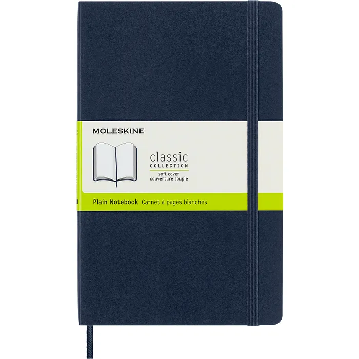 Libreta Clásica Grande Azul Zafiro Hoja Blanca Pasta Suave