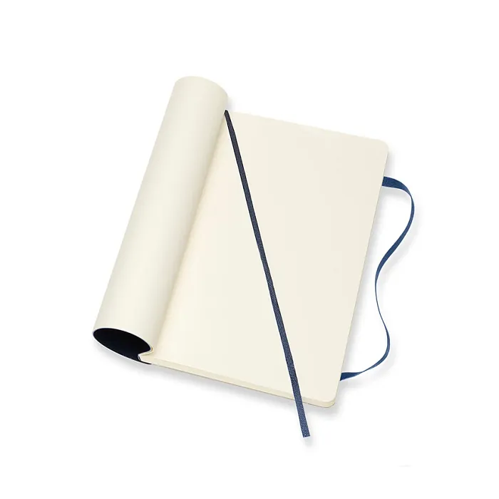 Libreta Clásica Grande Azul Zafiro Hoja Blanca Pasta Suave