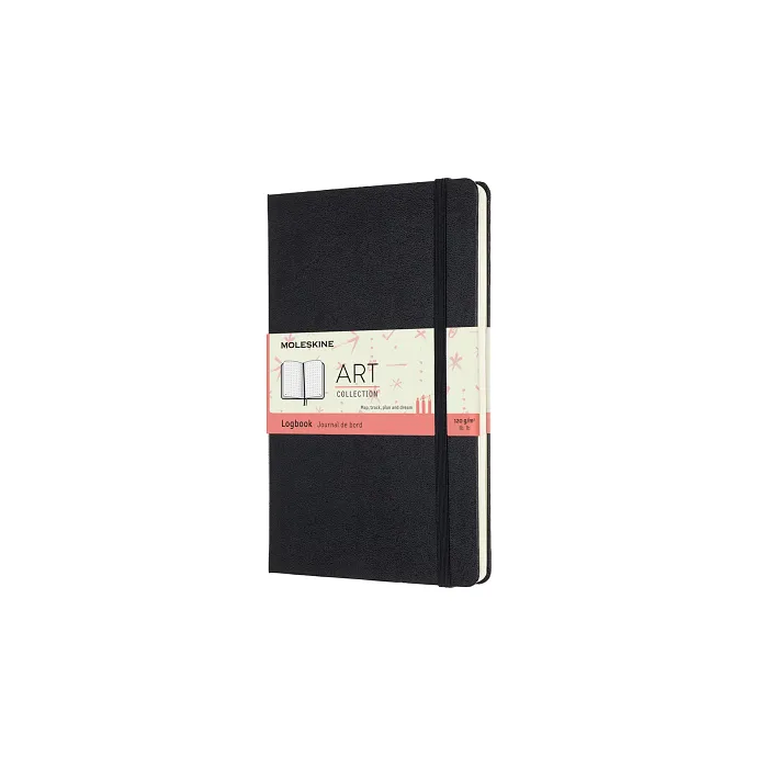 Libreta LogBook Arte Negra Grande Con Hoja Punteada y Pasta Dura
