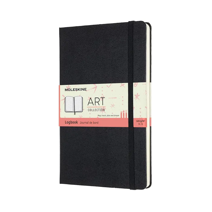Libreta LogBook Arte Negra Grande Con Hoja Punteada y Pasta Dura