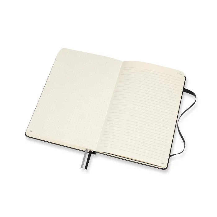 Libreta LogBook Arte Negra Grande Con Hoja Punteada y Pasta Dura