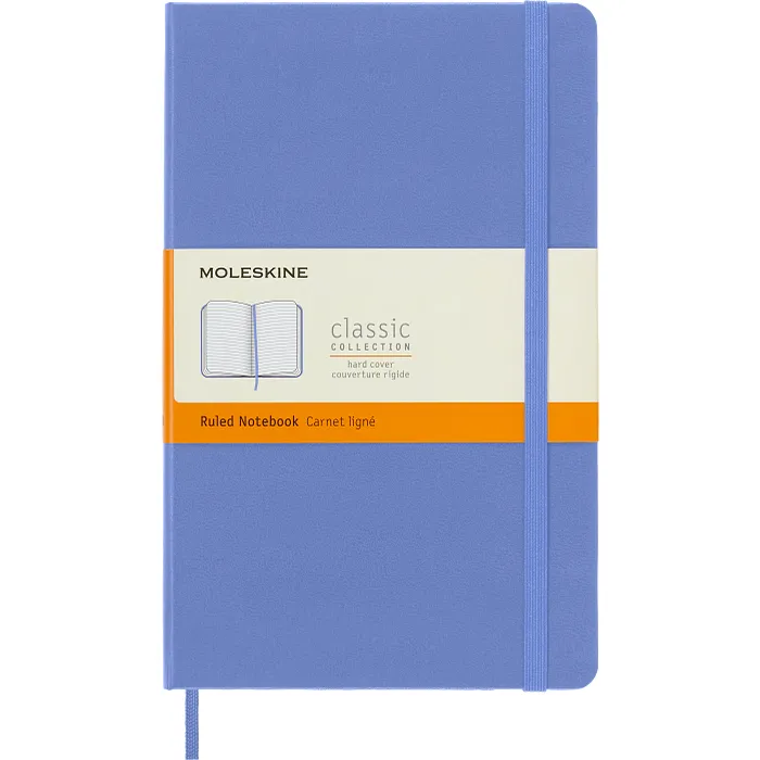 Libreta Clásica Grande Azul Hortensia Hoja Rayada Pasta Dura