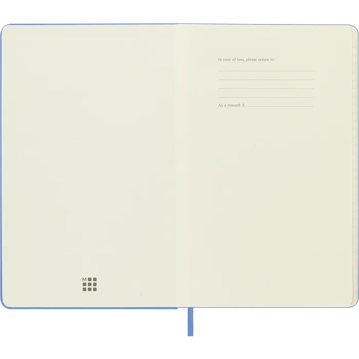 Libreta Clásica Grande Azul Hortensia Hoja Rayada Pasta Dura