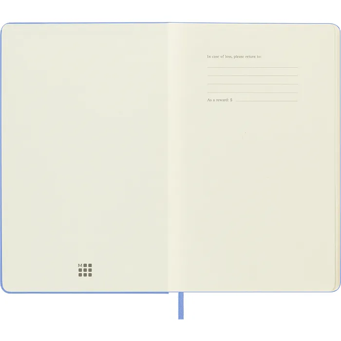 Libreta Clásica Grande Azul Hortensia Hoja Blanca Pasta Dura