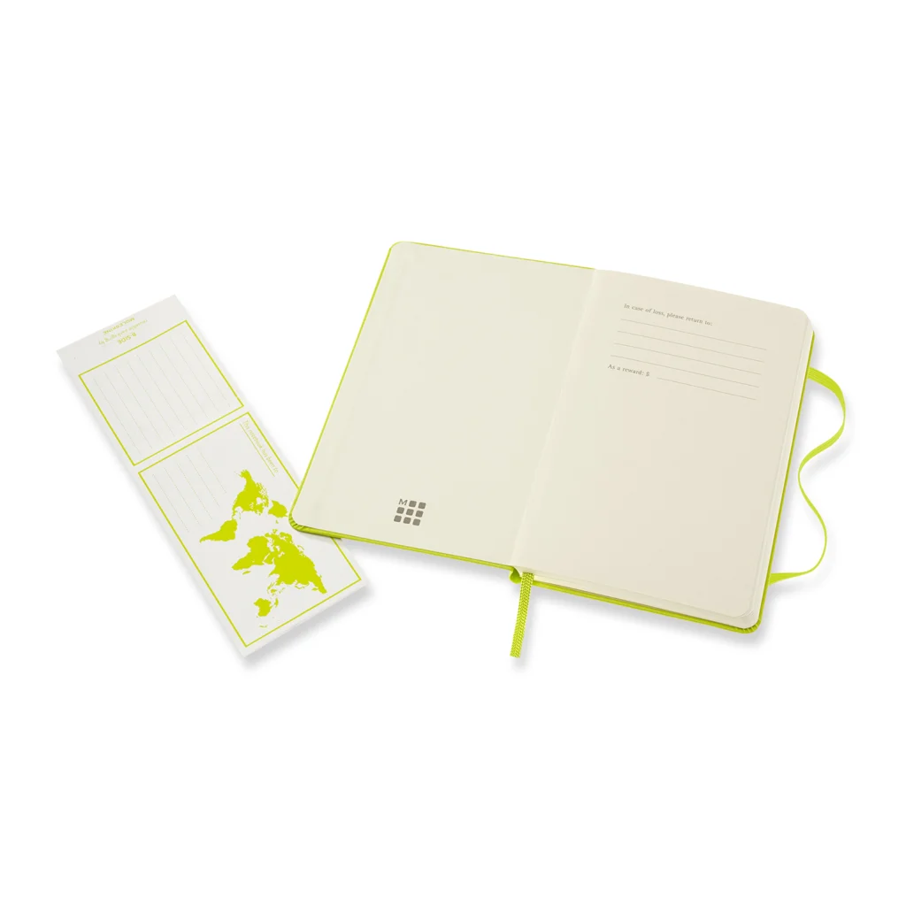 Libreta Clásica De Bolsillo, Verde Limón, Rayada, Pasta Dura