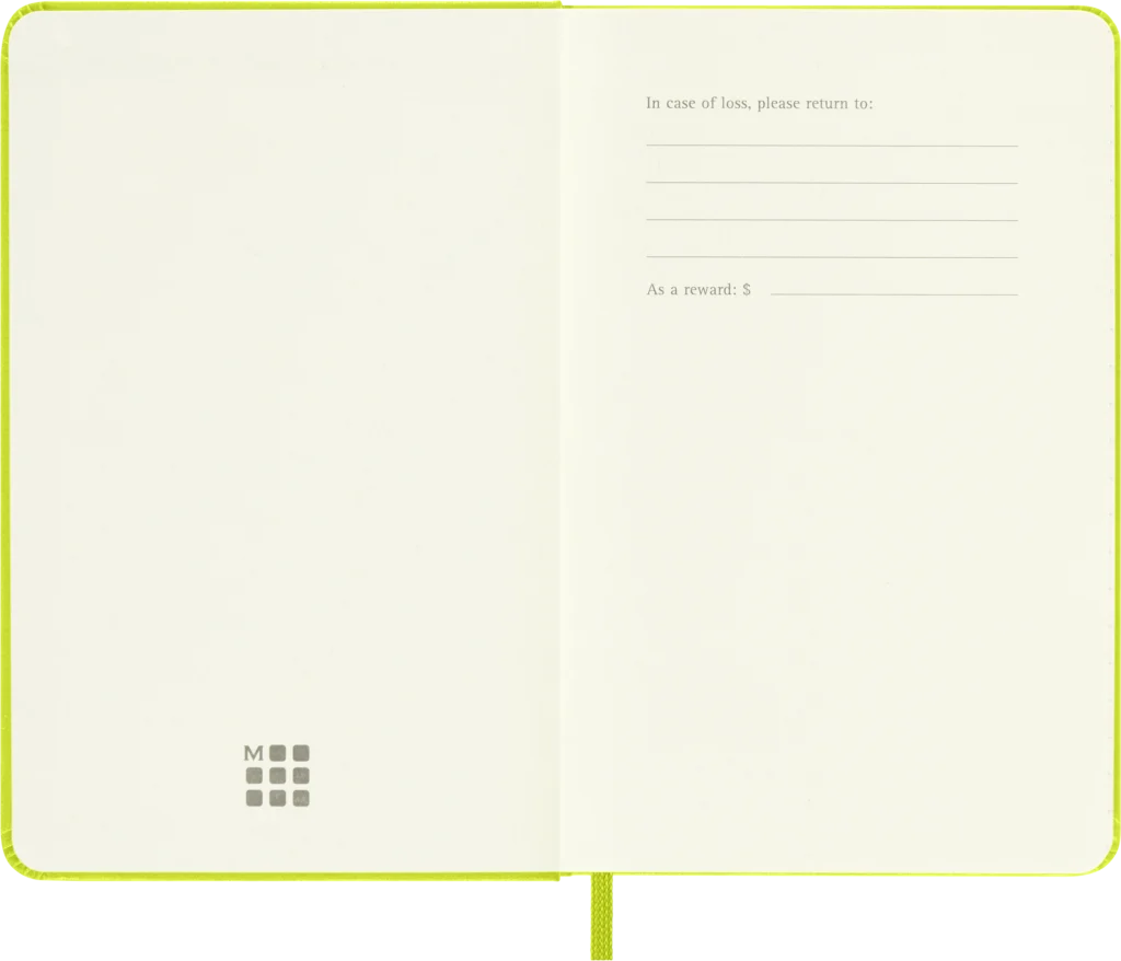 Libreta Clásica De Bolsillo, Verde Limón, Rayada, Pasta Dura