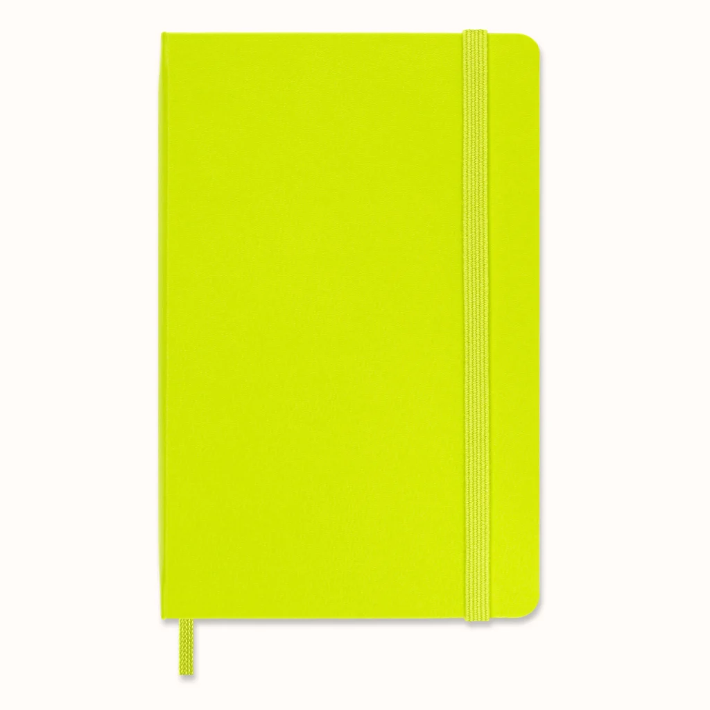 Libreta Clásica De Bolsillo, Verde Limón, Rayada, Pasta Dura