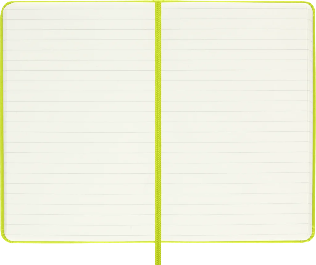 Libreta Clásica De Bolsillo, Verde Limón, Rayada, Pasta Dura