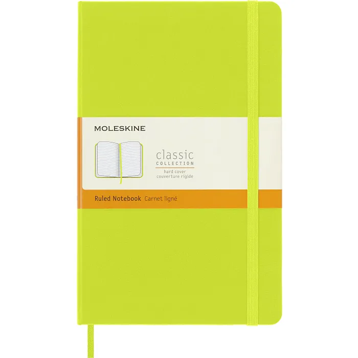 Libreta Clásica Grande Verde Limón Hoja Rayada Pasta Dura — Portada Plana