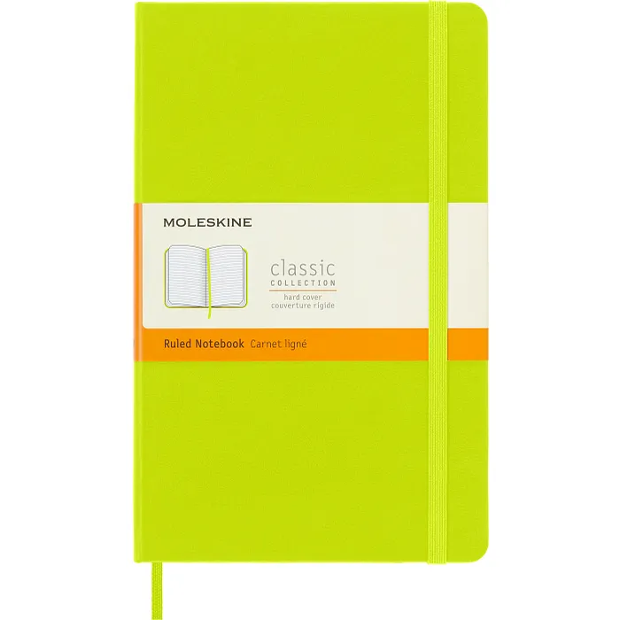 Libreta Clásica Grande Verde Limón Hoja Rayada Pasta Dura