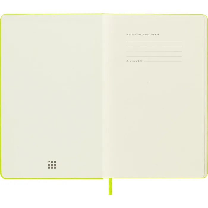 Libreta Clásica Grande Verde Limón Hoja Blanca Pasta Dura
