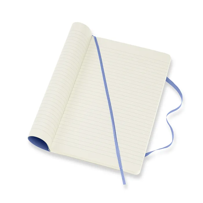 Libreta Clásica Grande Azul Hortensia Hoja Rayada Pasta Suave — Interior 2