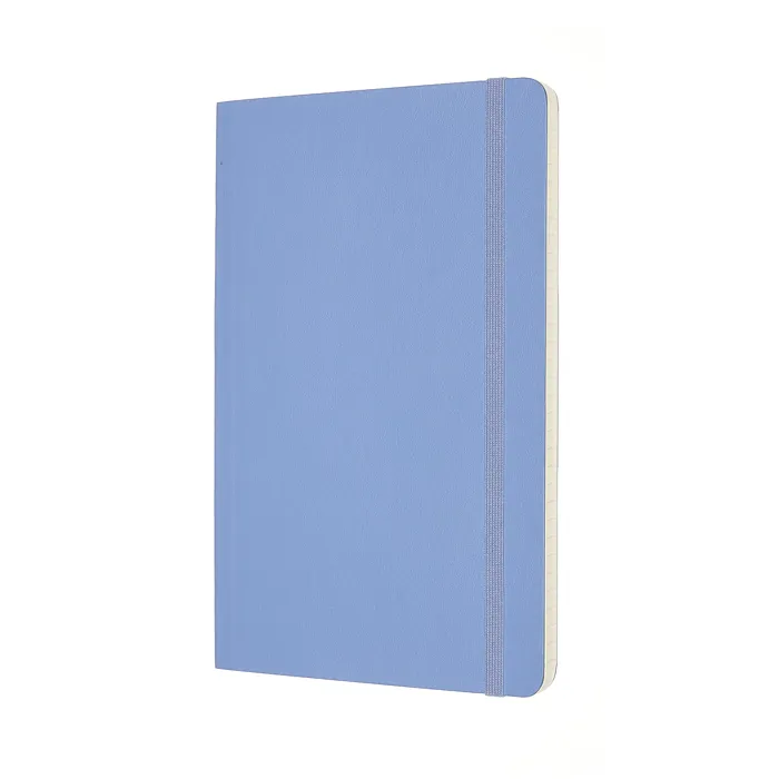 Libreta Clásica Grande Azul Hortensia Hoja Rayada Pasta Suave