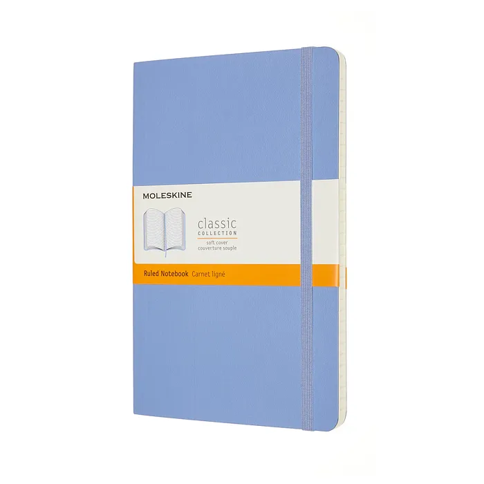 Libreta Clásica Grande Azul Hortensia Hoja Rayada Pasta Suave