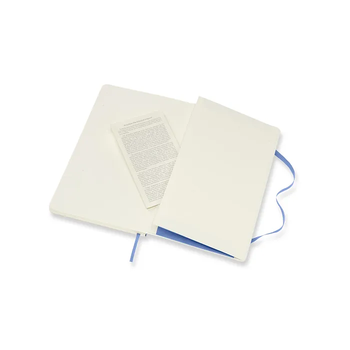Libreta Clásica Grande Azul Hortensia Hoja Rayada Pasta Suave