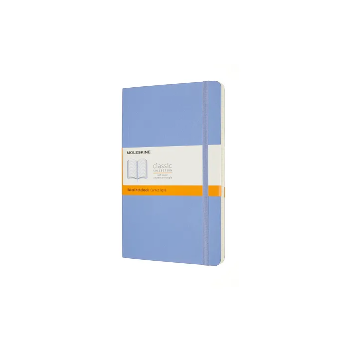 Libreta Clásica Grande Azul Hortensia Hoja Rayada Pasta Suave
