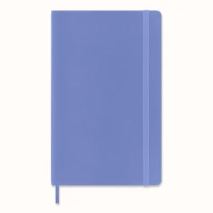 Libreta Clásica Grande Azul Hortensia Hoja Blanca Pasta Suave — Portada Plana