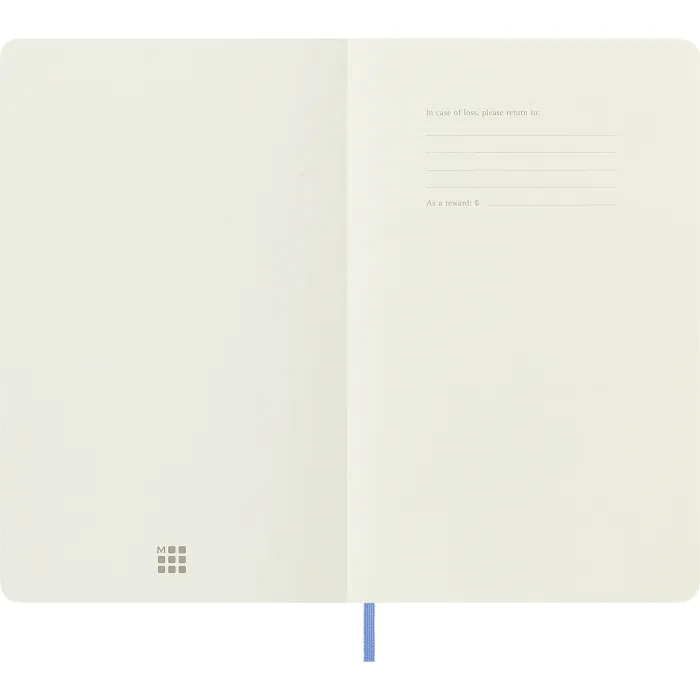 Libreta Clásica Grande Azul Hortensia Hoja Blanca Pasta Suave