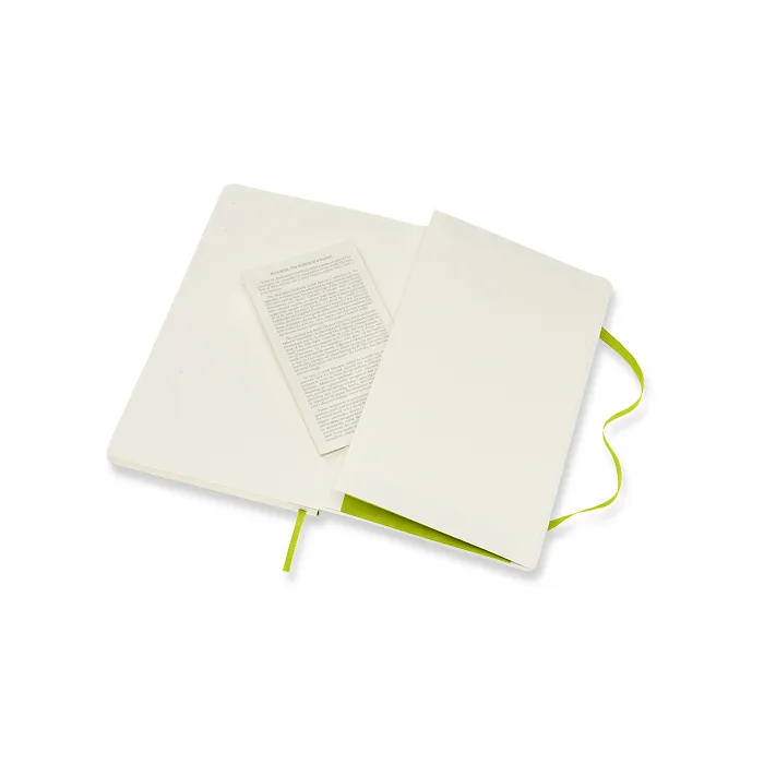 Libreta Clásica Grande Verde Limón Hoja Blanca Pasta Suave — Interior 2