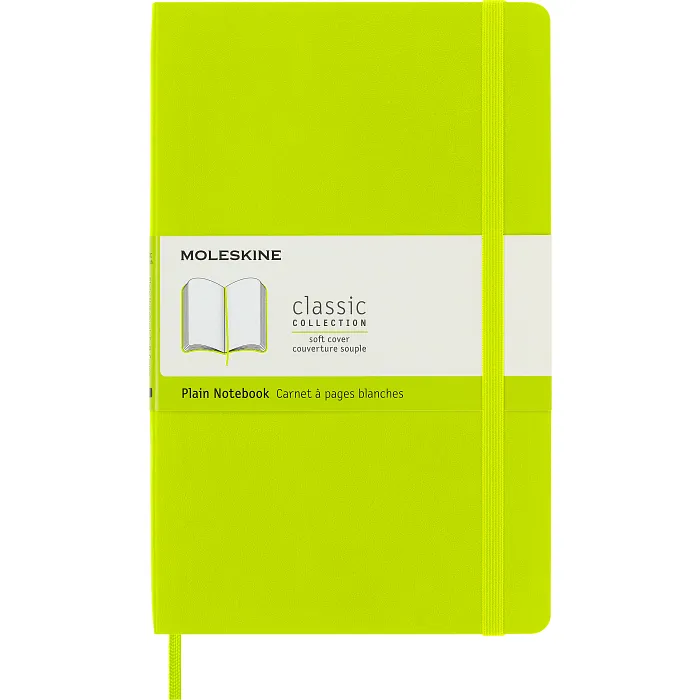 Libreta Clásica Grande Verde Limón Hoja Blanca Pasta Suave
