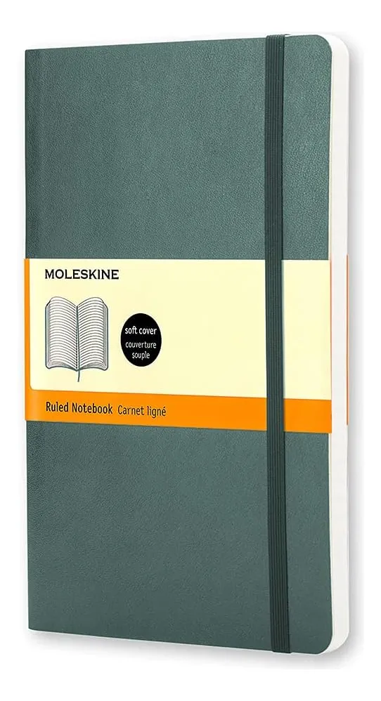 Libreta Clásica, Bolsillo, Verde Bosque, Rayada, Pasta Suave