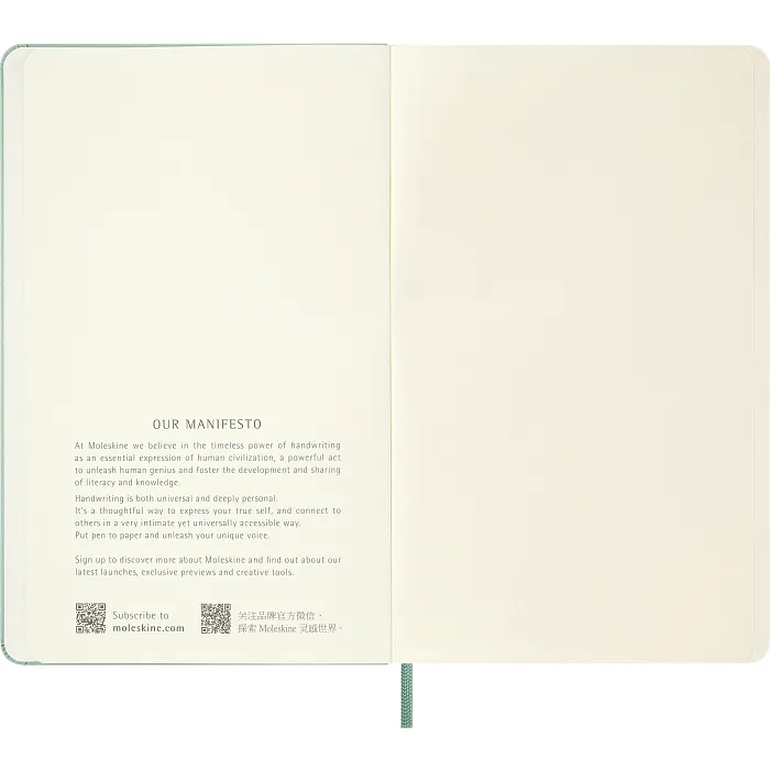 Libreta relieve, tapa dura, grande, hojas lisas, verde salvia — Interior 3
