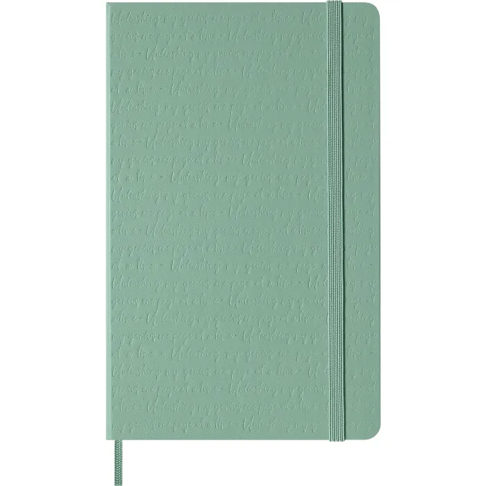 Libreta relieve, tapa dura, grande, hojas lisas, verde salvia — Portada Plana