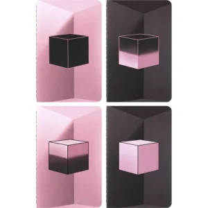 Libreta x BLACKPINK Edición Limitada, bolsillo, hojas lisas, negro y rosa (set de 4) — Portada Plana