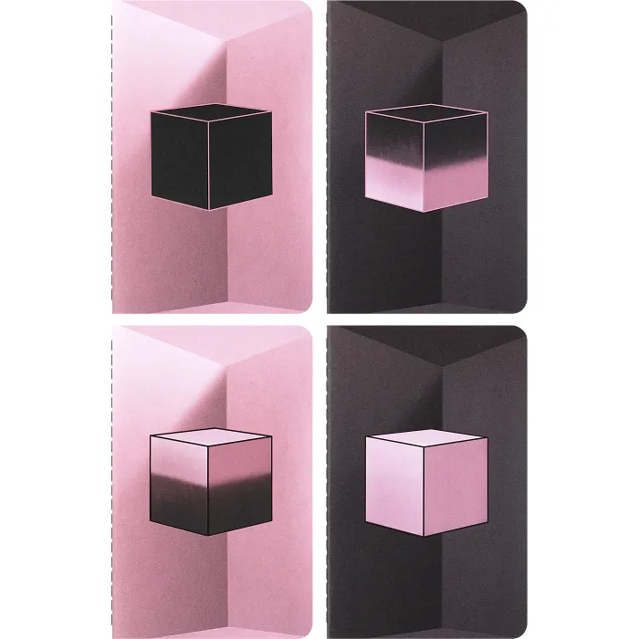 Libreta x BLACKPINK Edición Limitada, Bolsillo, Hojas Lisas, Negro y Rosa (set de 4)