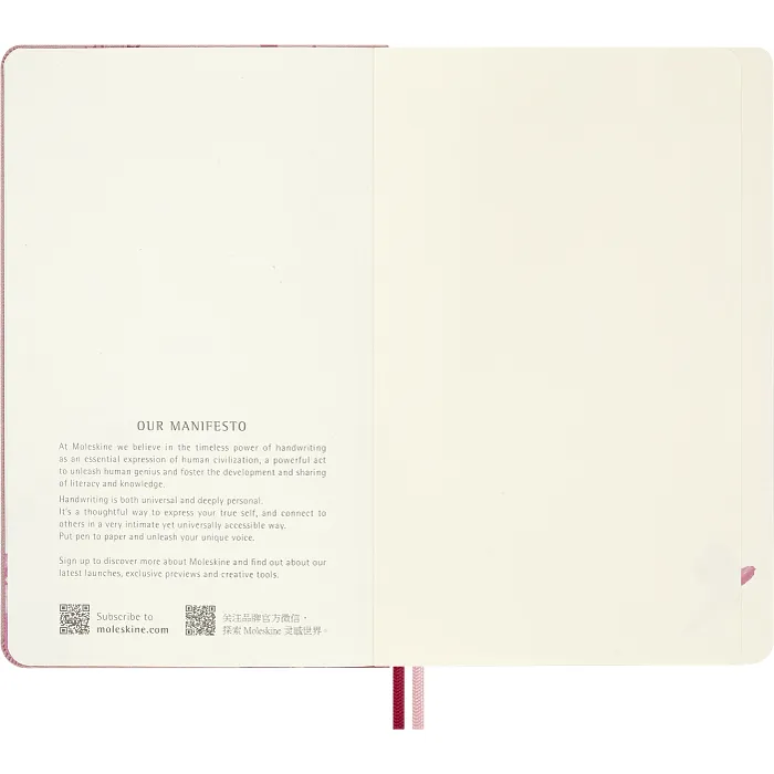 Libreta Sakura Blossom 2026, tapa dura, grande, hojas lisas, rosa con detalles dorados — Interior 3