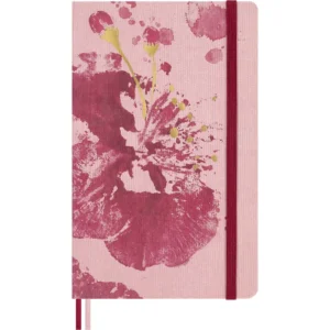 Libreta Sakura Blossom 2026, tapa dura, grande, hojas lisas, rosa con detalles dorados — Portada Plana