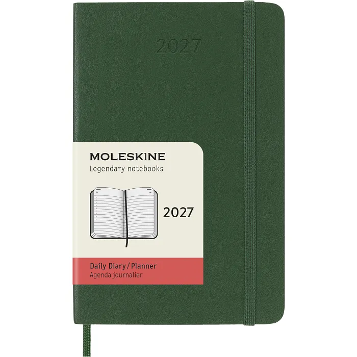 Agenda Diaria Clásica 12 Meses 2027, Tapa Suave, Bolsillo, Verde Mirto