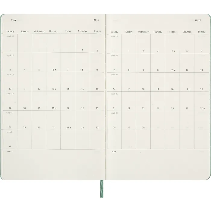 Agenda Semanal Clásica 12 Meses 2027, Tapa Dura, Grande, Verde Salvia — Interior 4