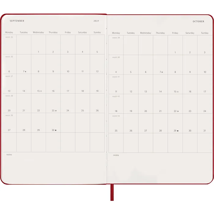 Agenda Diaria Clásica 12 Meses 2027, Tapa Dura, Grande, Rojo Escarlata — Interior 4