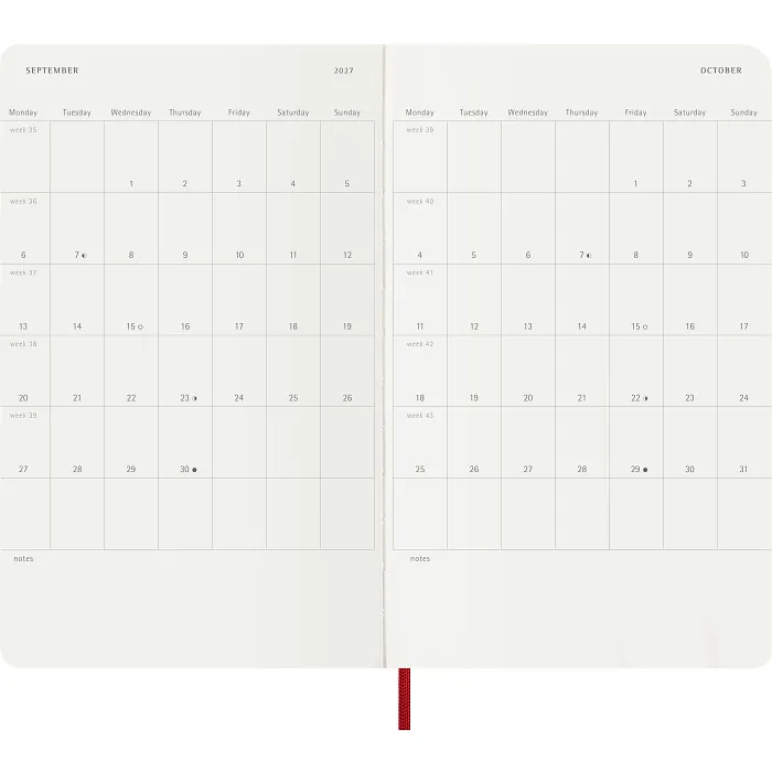Agenda Diaria Clásica 12 Meses 2027, Tapa Suave, Grande, Rojo Escarlata — Interior 4