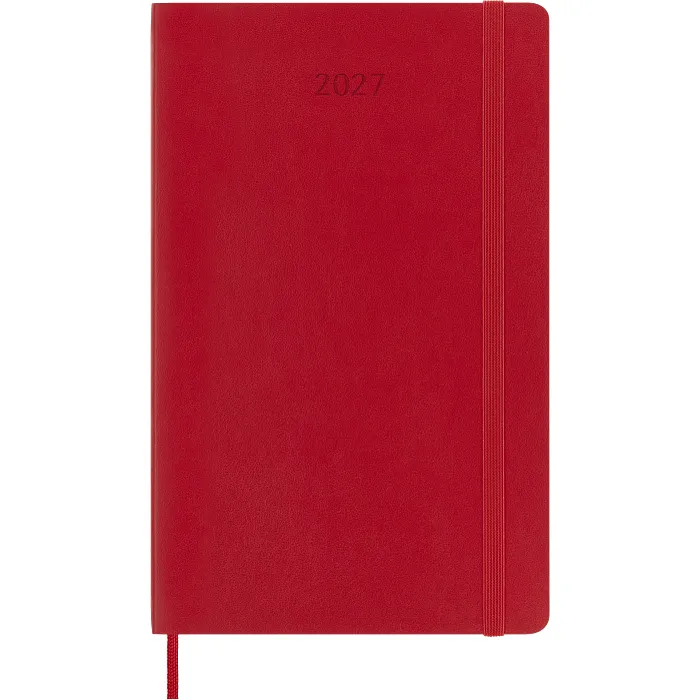 Agenda Diaria Clásica 12 Meses 2027, Tapa Suave, Grande, Rojo Escarlata