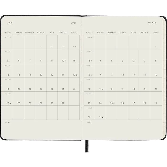 Agenda Diaria Clásica 12 Meses 2027, Tapa Dura, Bolsillo, Negro — Interior 4