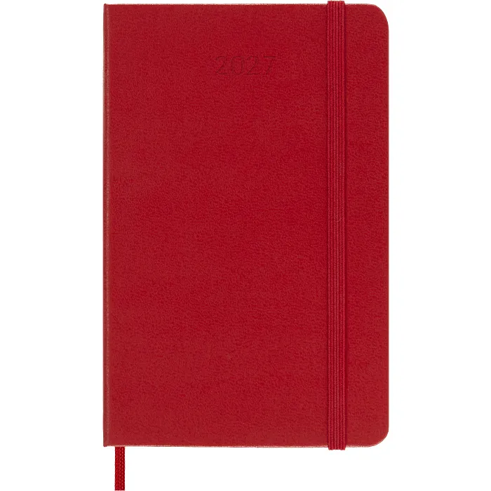 Agenda Diaria Clásica 12 Meses 2027, Tapa Dura, Bolsillo, Rojo Escarlata