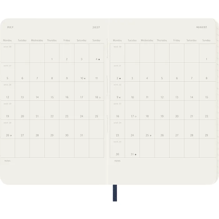 Agenda Diaria Clásica 12 Meses 2027, Tapa Suave, Bolsillo, Azul Zafiro — Interior 4