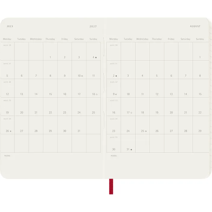 Agenda Diaria Clásica 12 Meses 2027, Tapa Suave, Bolsillo, Rojo Escarlata — Interior 4