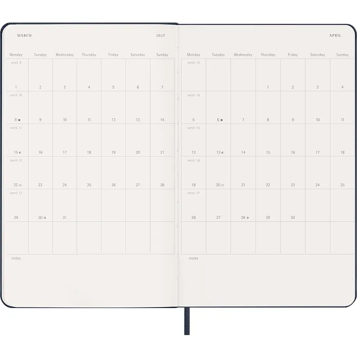 Agenda Semanal Clásica 12 Meses 2027, Tapa Dura, Grande, Azul Zafiro — Interior 4