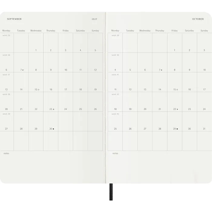 Agenda Semanal Clásica 12 Meses 2027, Tapa Suave, Grande, Negro — Interior 4