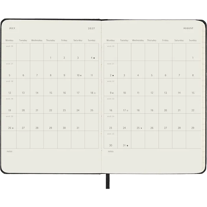 Agenda Semanal Clásica 12 Meses 2027, Tapa Dura, Bolsillo, Negro — Interior 4
