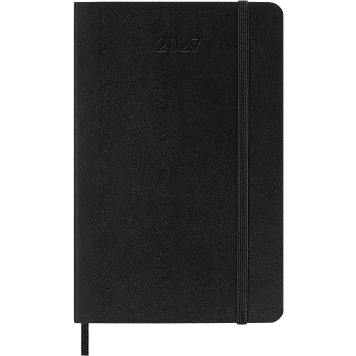 Agenda Semanal Clásica 12 Meses 2027, Tapa Suave, Bolsillo, Negro