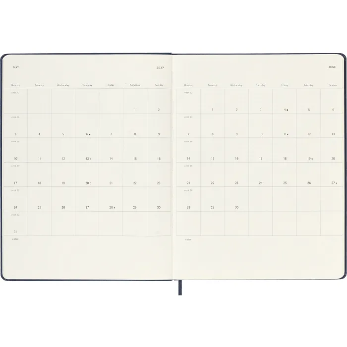 Agenda Semanal Clásica 12 Meses 2027, Tapa Dura, Extra Grande, Azul Zafiro — Interior 4